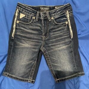Buckle Salvage Dark Blue Denim Shorts Size 8 EUC Boys